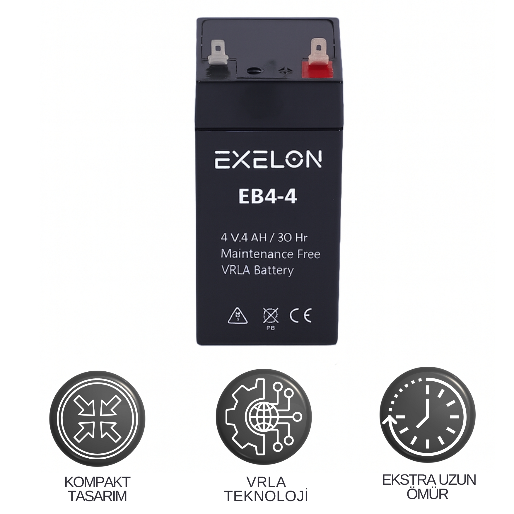 Exelon 4V 4Ah Kuru Tip Akü | Bakımsız VRLA Işıldak ve Terazi Aküsü
