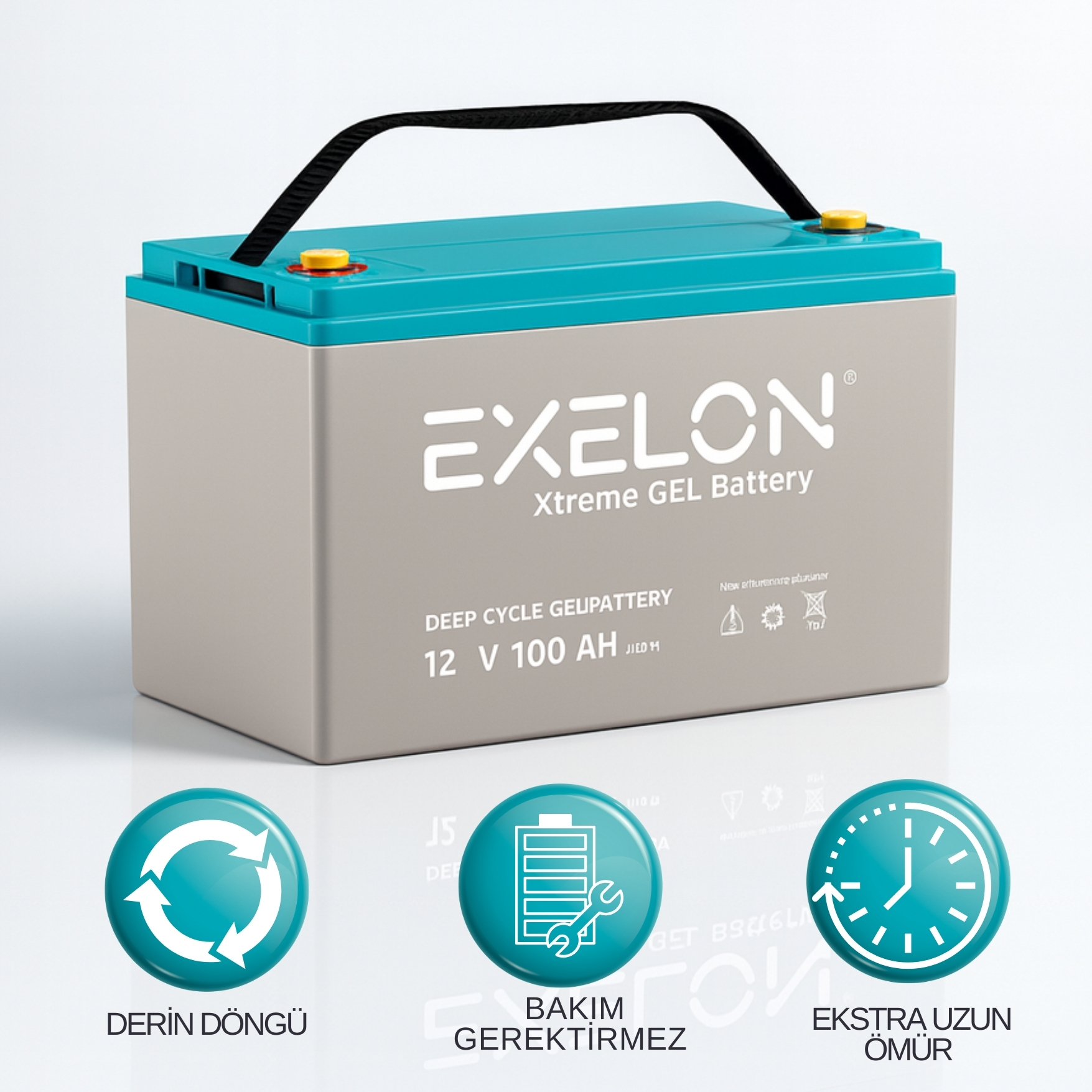Exelon Xtreme 12V 100Ah Solar Jel Akü | Derin Döngü Bakım Gerektirmeyen Uzun Ömürlü Akü
