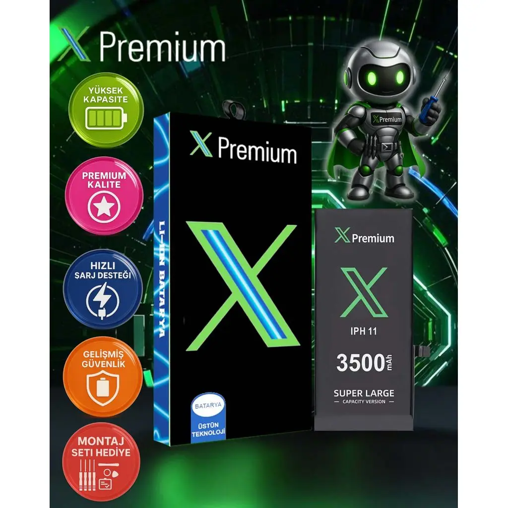 İPhone 11 Batarya Pil Süper Yüksek Kapasiteli Güçlendirilmiş 3500 mAh Xpremium