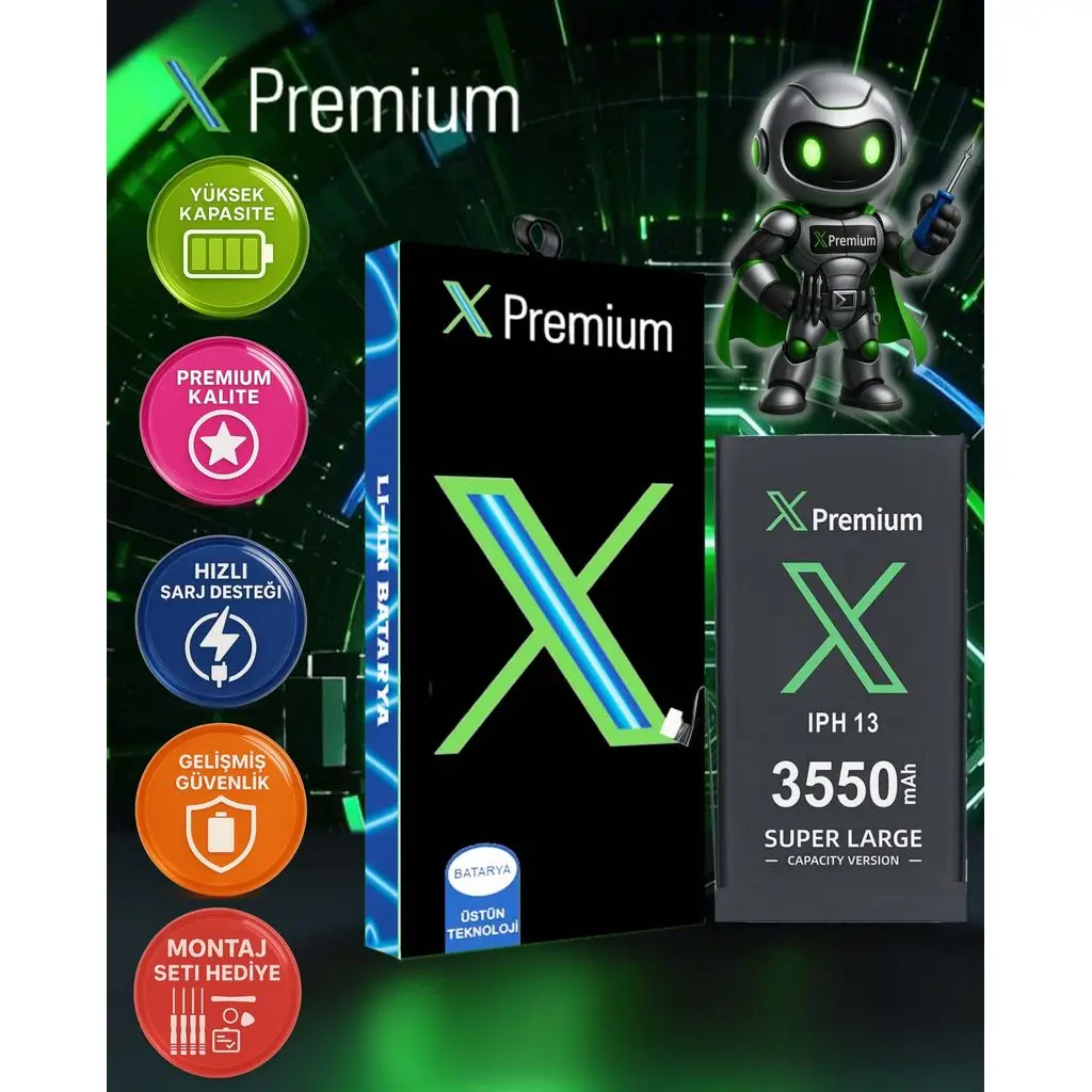 İPhone 13 Batarya Pil Süper Yüksek Kapasiteli Güçlendirilmiş 3550 mAh Xpremium