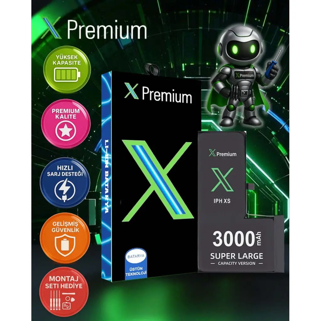 İPhone Xs Batarya Pil Süper Yüksek Kapasiteli Güçlendirilmiş 3000 mAh Xpremium