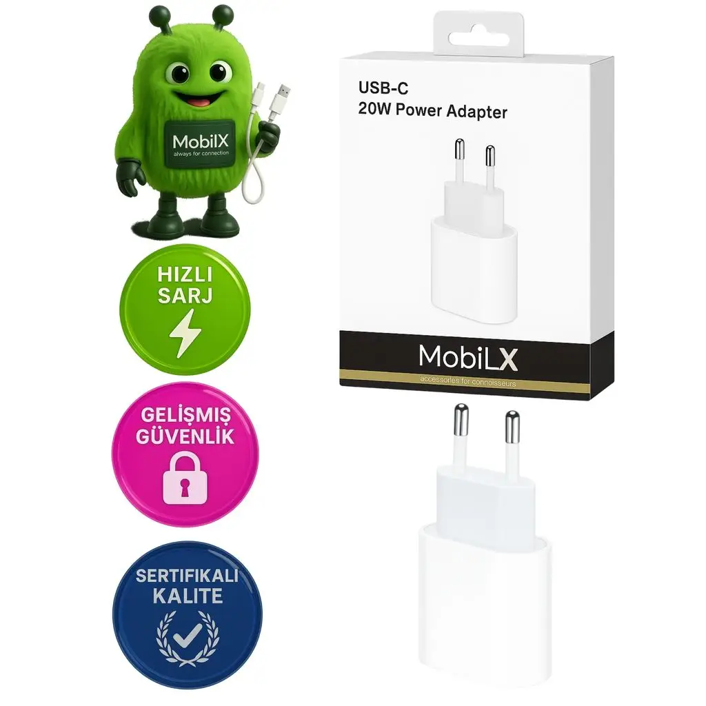 MobiLX 20W Type-C Hızlı Şarj Adaptörü | iPhone, Samsung, Xiaomi, Oppo, Huawei, Realme, Reeder Uyumlu