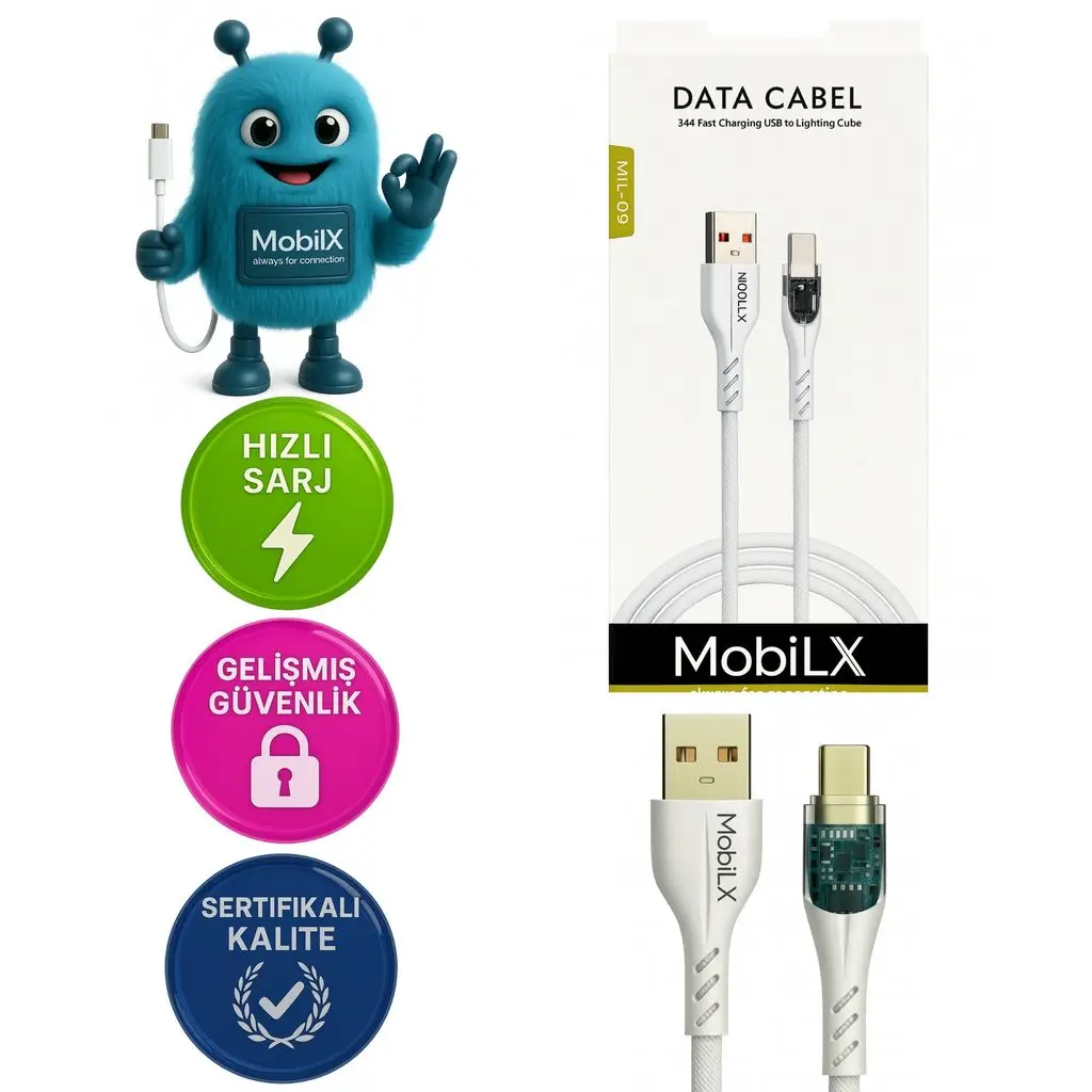 MobiLX 3.4A Hızlı Şarj USB to Type-C Hasır Kablo – Entegre Görünümlü Işıklı
