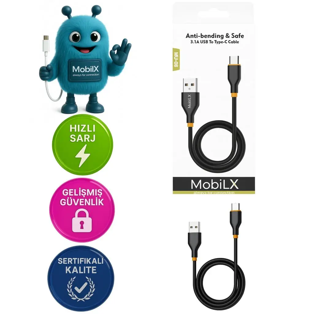 MobiLX 60W Silikon Type-C to Type-C Hızlı Şarj Kablosu