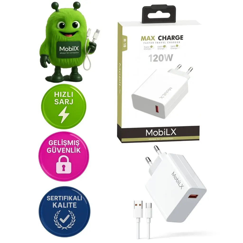 MobiLX 67W Turbo Max Hızlı Şarj Aleti + Type-C USB Kablo