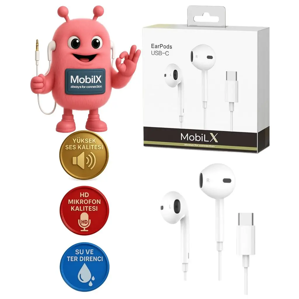 MobiLX iPhone 15/16 Type-C Kablolu Kulaklık – Orijinal Ses, Mikrofonlu, Tak-Çalıştır