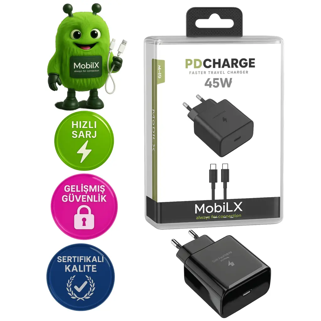 MobiLX M-19 45W PD Type-C – C Süper Hızlı Şarj Adaptörü