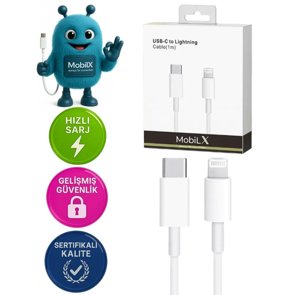 MobiLX PD 20W Type-C to Lightning iPhone Hızlı Şarj ve Data Kablosu (1m)