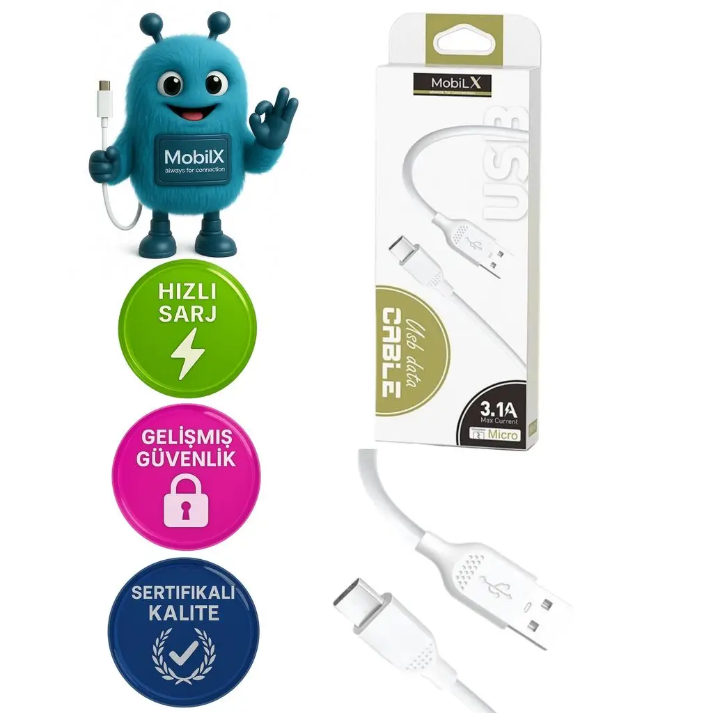 MobiLX USB to Type-C Şarj ve Data Kablosu – 3.1A, Hızlı Şarj, Siyah