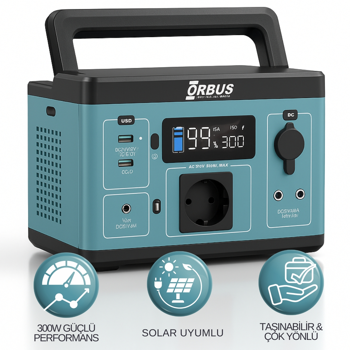 ORBUS 300W Power Station | Taşınabilir LiFePO4 Güç Kaynağı | Solar Uyumlu & Hızlı Şarj