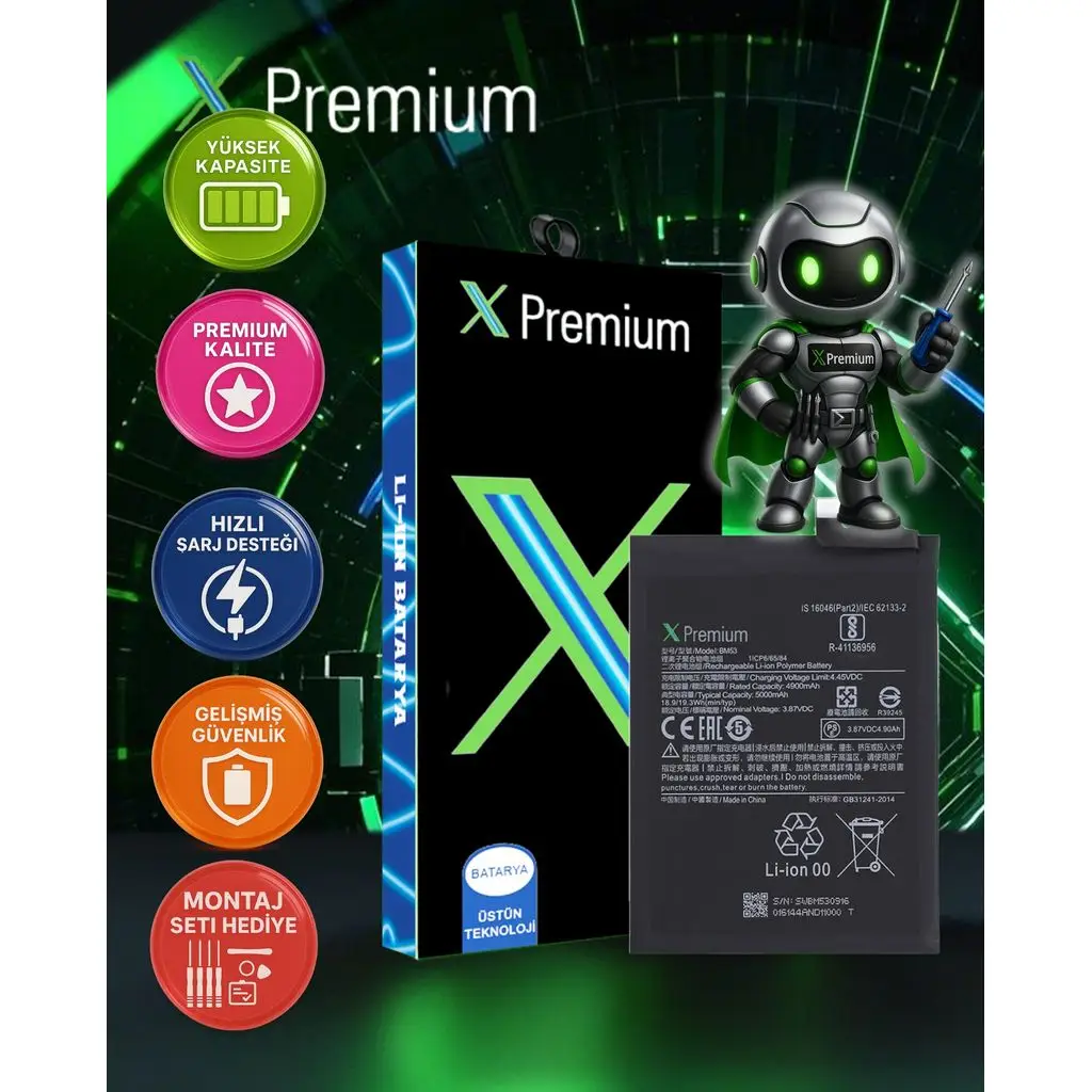 Xiaomi Mi 10T / Mi 10T Pro BM53 Batarya Pil Süper Yüksek Kalite 5000 mAh Xpremium