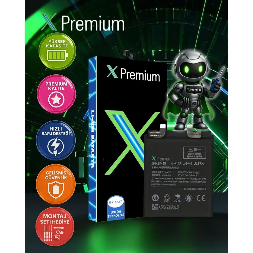 Xiaomi Mi 11 Ultra BM55 Batarya Pil Süper Yüksek Kalite 5000 mAh Xpremium