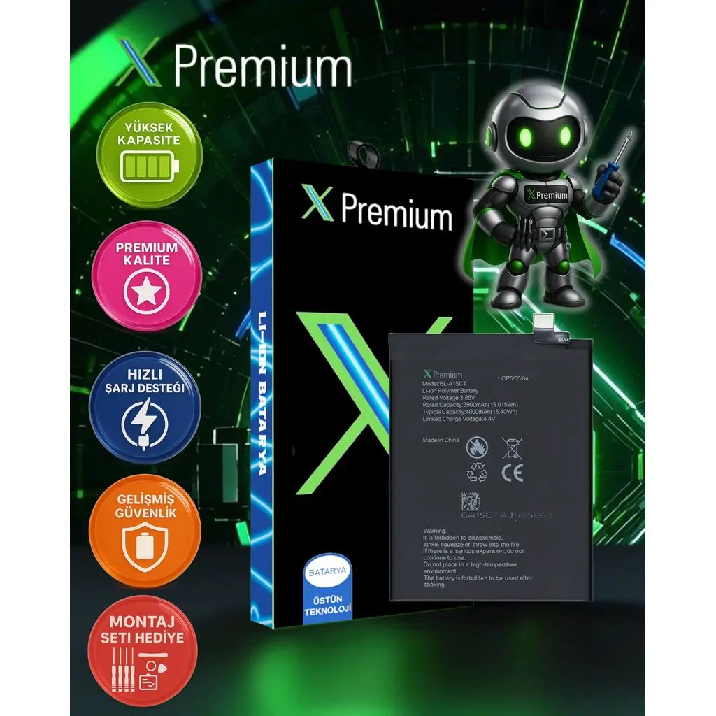 Xpremium General Mobile GM 20 / Omix X300 / Omix X500 Batarya Pil Süper Yüksek Kalite 3900 mAh