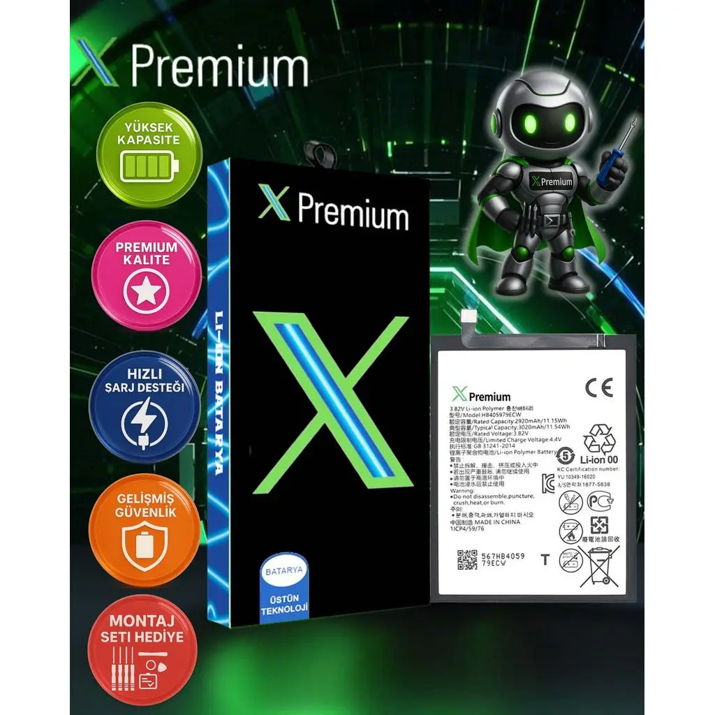 ​Xpremium Huawei Y5 2018 / Y5 2019 / Y6 2019 / Honor 8A / P9 Lite Mini Batarya Pil Süper Yüksek Kalite HB405979ECW