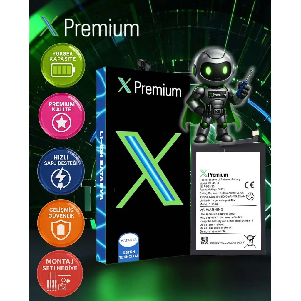 Xpremium Infinix Hot 20 (BL-49LX) Batarya – 5000 mAh Süper Yüksek Kapasiteli Güçlendirilmiş Pil