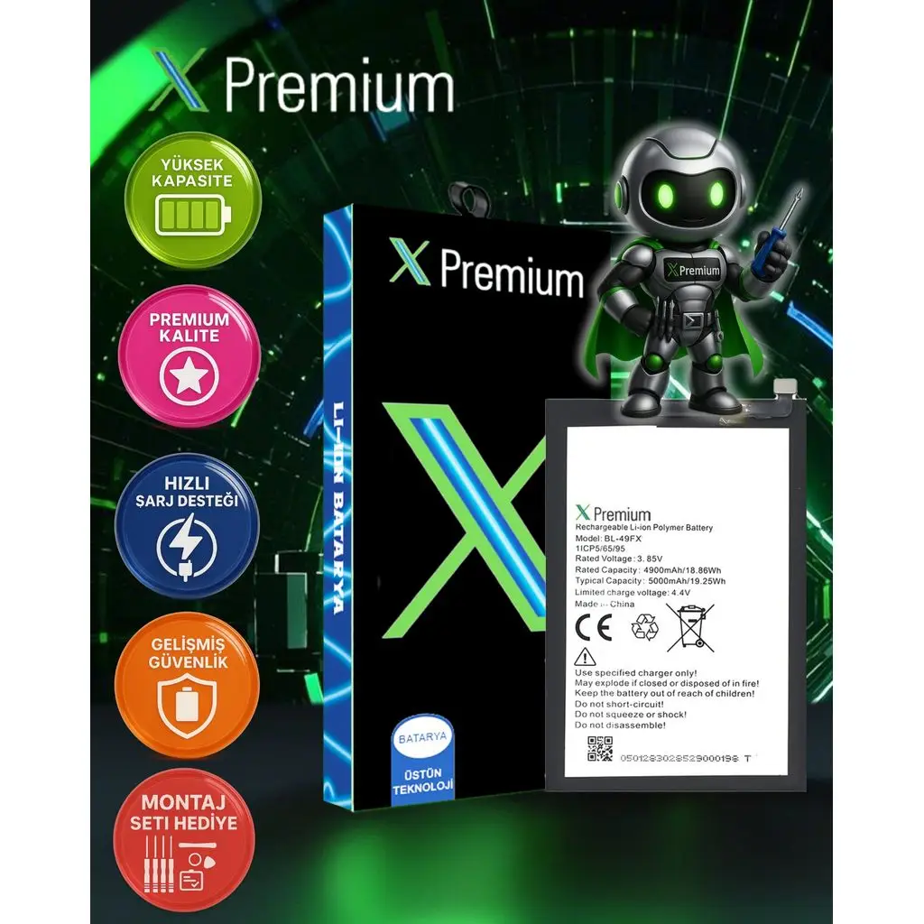 Xpremium İnfinix Hot 8 / Hot 9 / Hot 9 Pro / Hot 10 Lite / Hot 20i / Smart 5 / Note 7 Lite Batarya Pil Süper Yüksek Kalite 5000 mAh BL-49FX