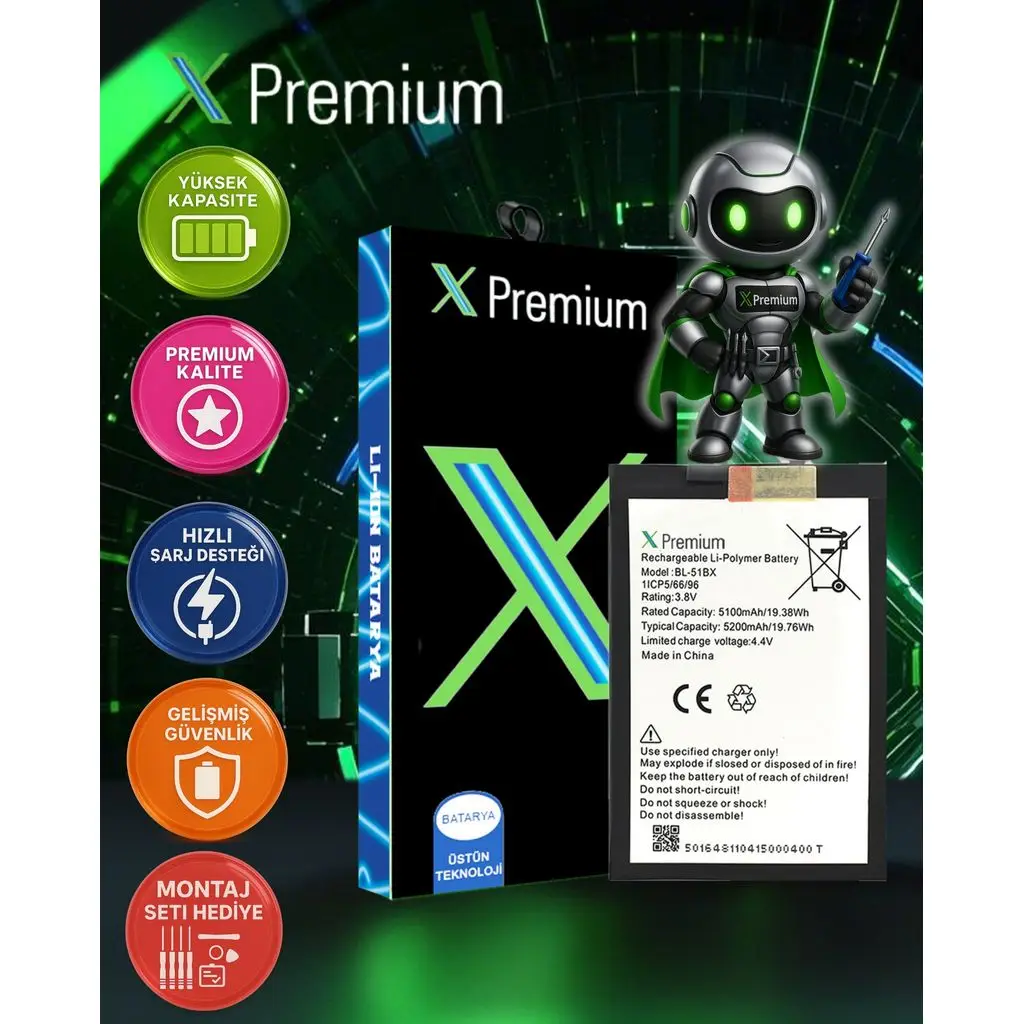 ​Xpremium İnfinix Note 8 / Note 8i / Hot 11 Batarya Pil Süper Yüksek Kalite 5200 mAh BL-51BX