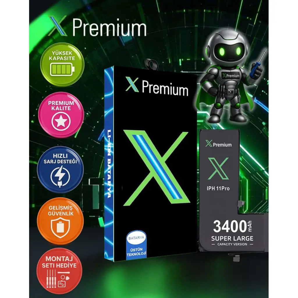 Xpremium iPhone 11 Pro Batarya Pil Süper Yüksek Kapasiteli Güçlendirilmiş 3400 mAh