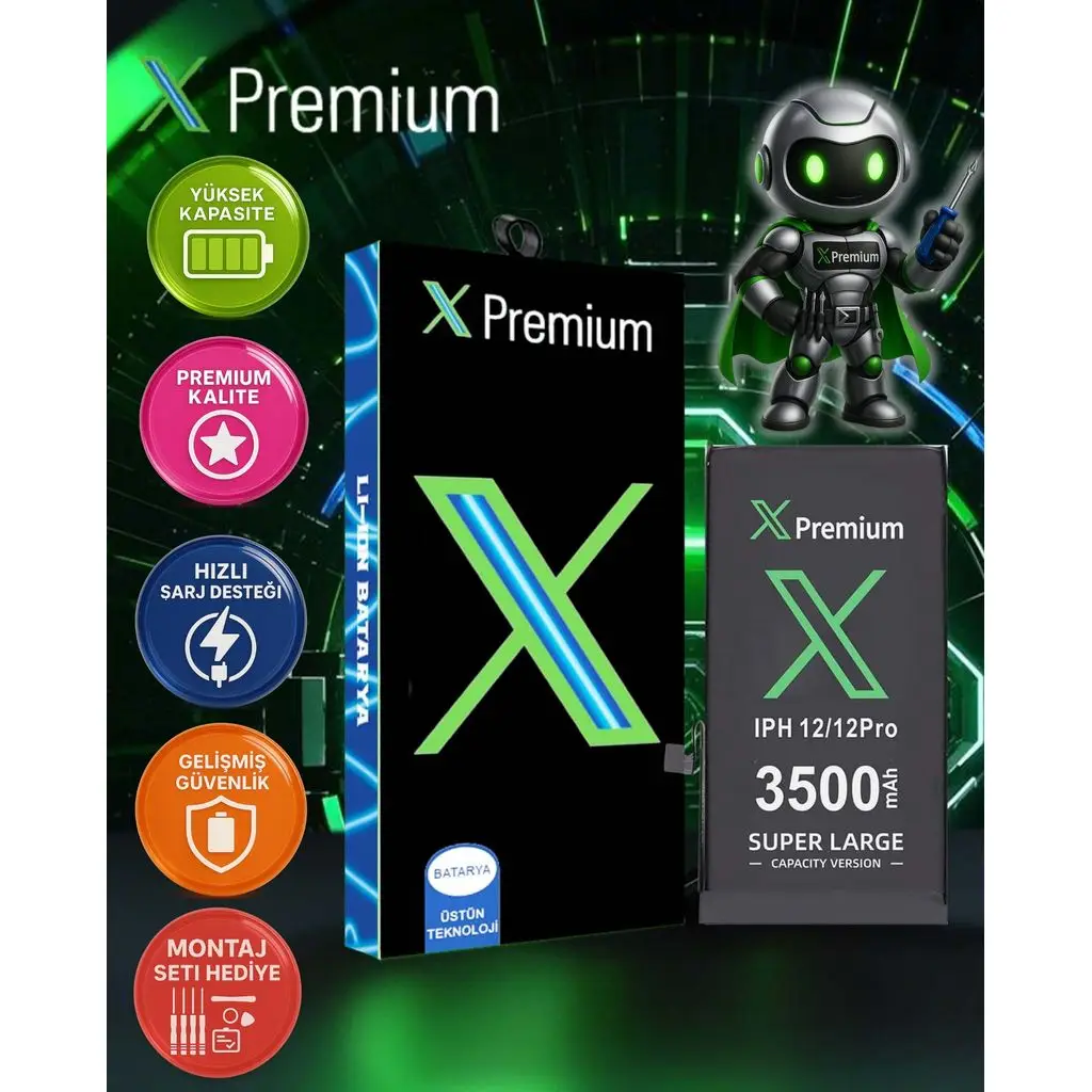 Xpremium iPhone 12 / 12 Pro Batarya Pil Süper Yüksek Kapasiteli Güçlendirilmiş 3500 mAh