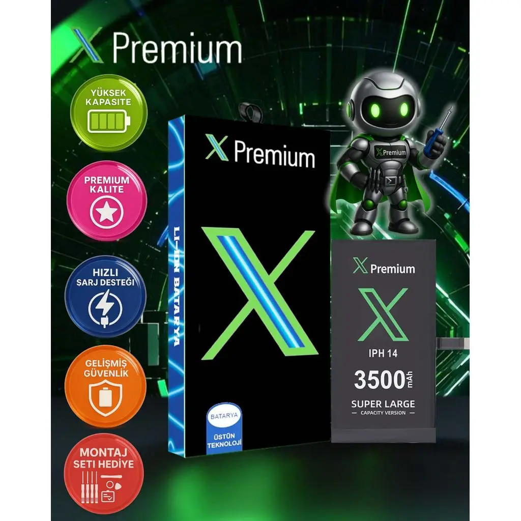 Xpremium iPhone 14 Batarya Pil Süper Yüksek Kapasiteli Güçlendirilmiş 3500 mAh
