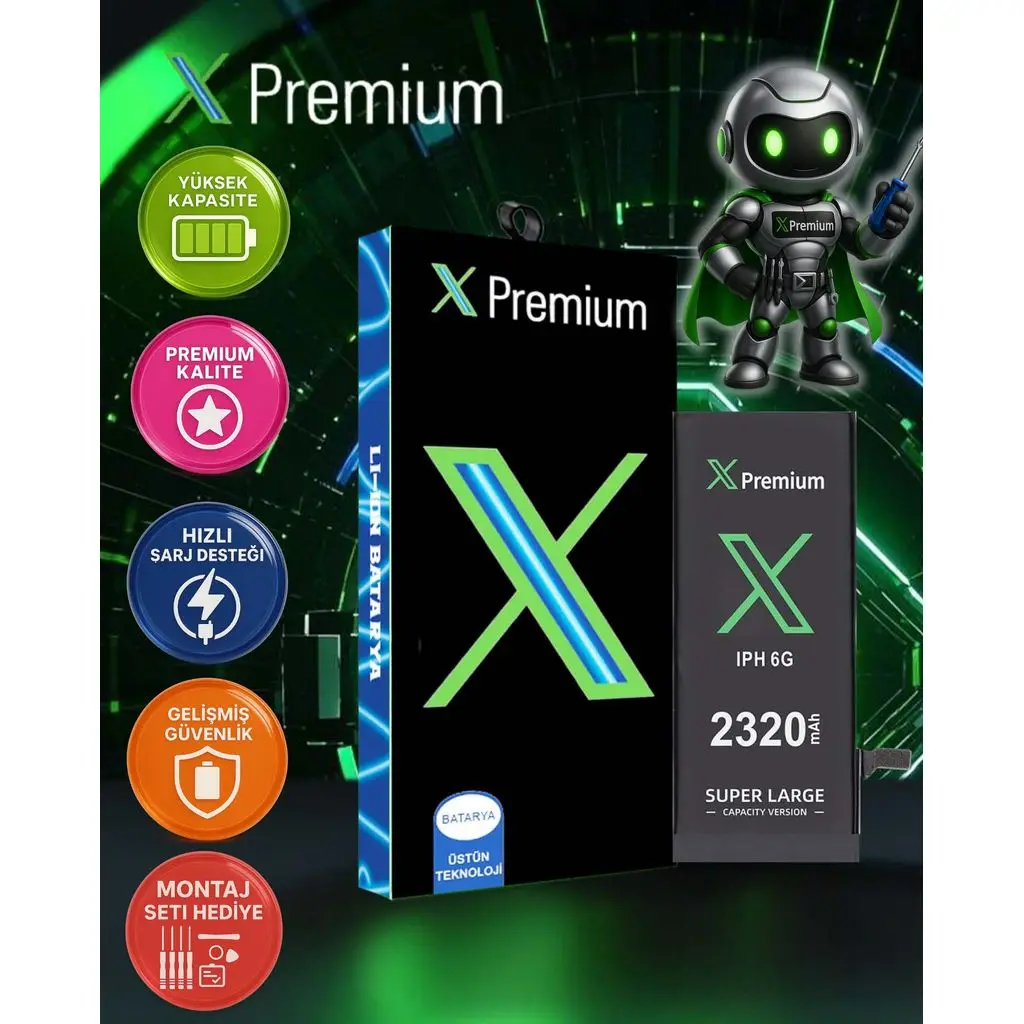 Xpremium iPhone 6 Batarya Pil Süper Yüksek Kapasiteli Güçlendirilmiş 2320 mAh