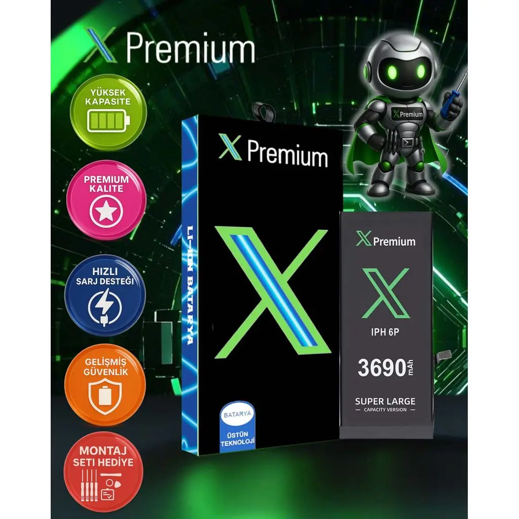 Xpremium iPhone 6 Plus Batarya Pil Süper Yüksek Kapasiteli Güçlendirilmiş 3690 mAh