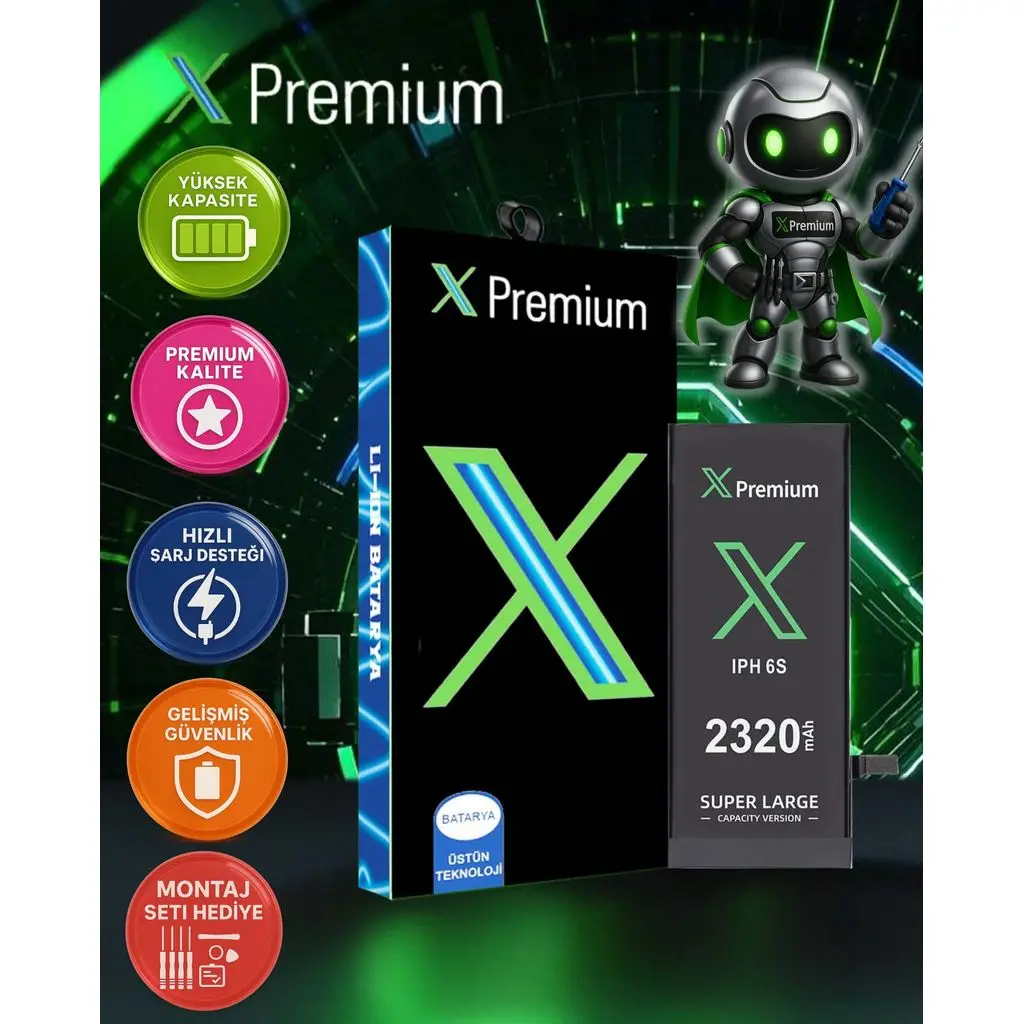 Xpremium iPhone 6S Batarya Pil Süper Yüksek Kapasiteli Güçlendirilmiş 2320 mAh