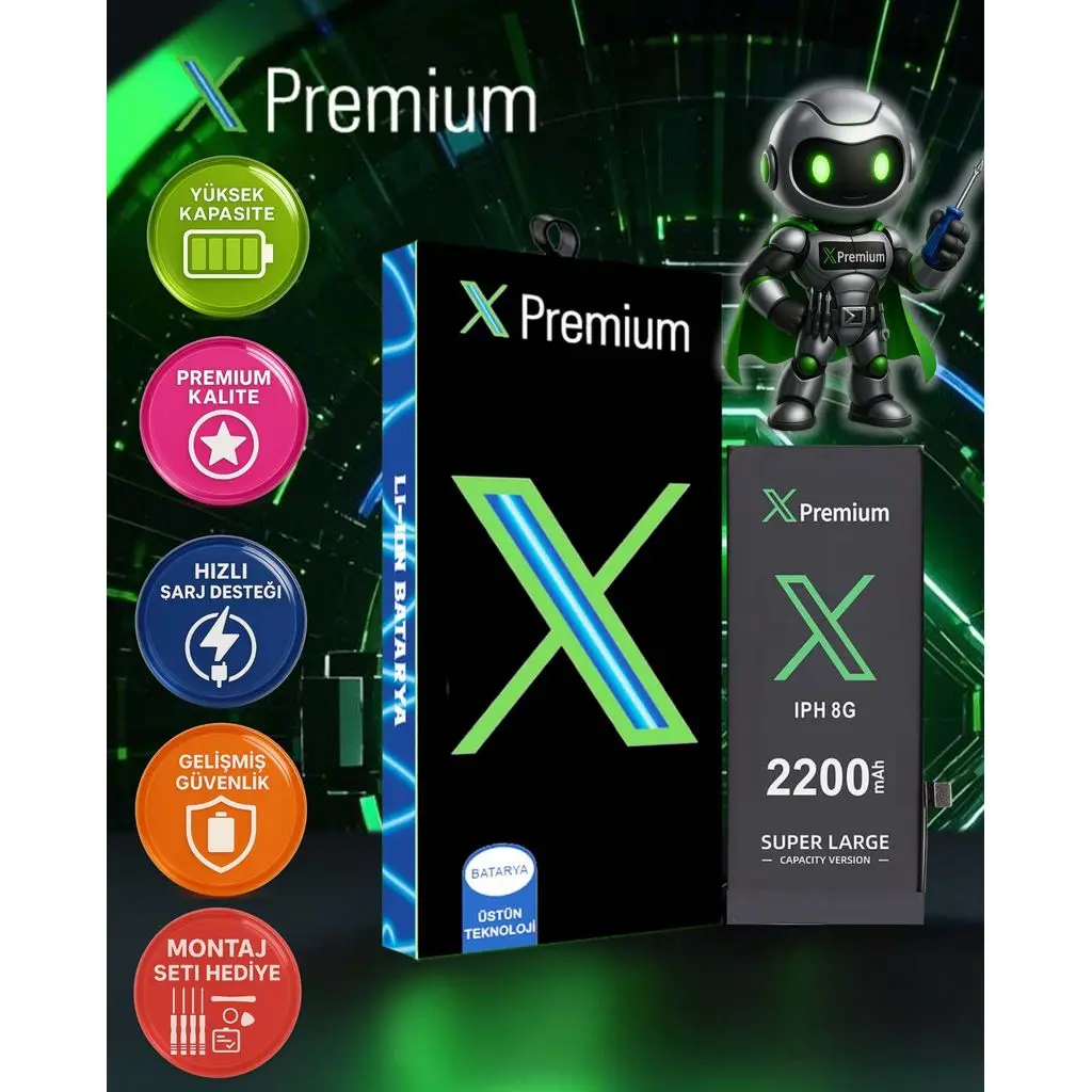 Xpremium iPhone 8 Batarya Pil Süper Yüksek Kapasiteli Güçlendirilmiş 2200 mAh