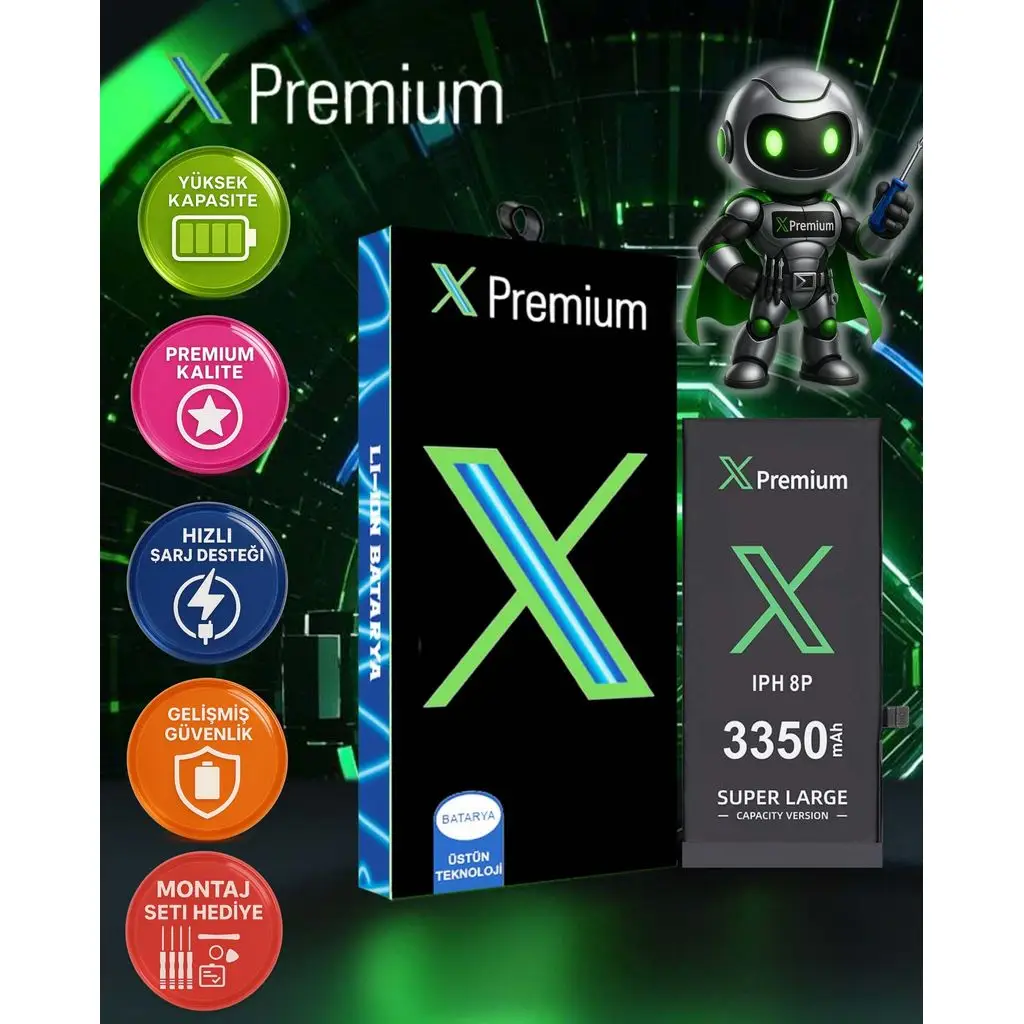 Xpremium iPhone 8 Plus Batarya Pil Süper Yüksek Kapasiteli Güçlendirilmiş 3350 mAh