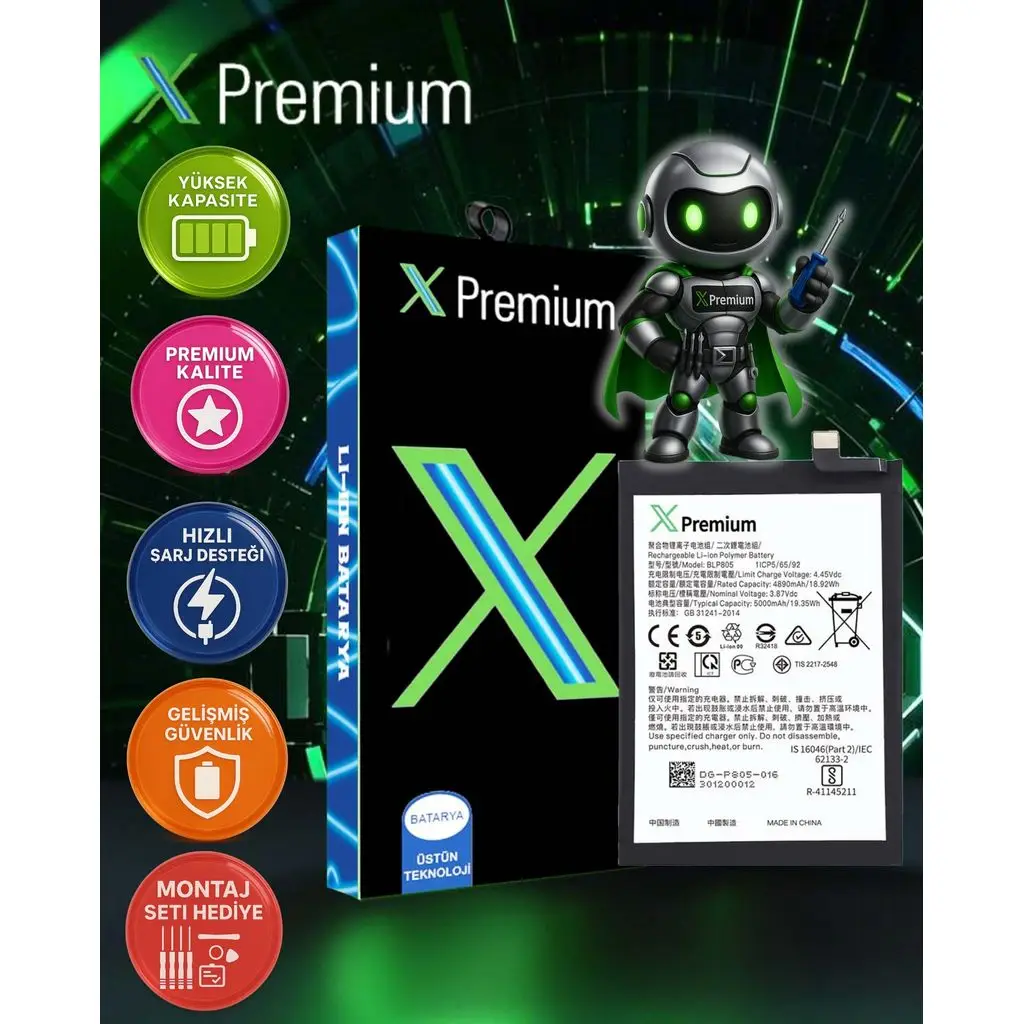 ​Xpremium Oppo A32 / A53 2020 / A16 / A54 / A53s 5G / A16s / A54s / A74 5G / A93 BLP805 Batarya Pil – Süper Yüksek Kalite 5000 mAh