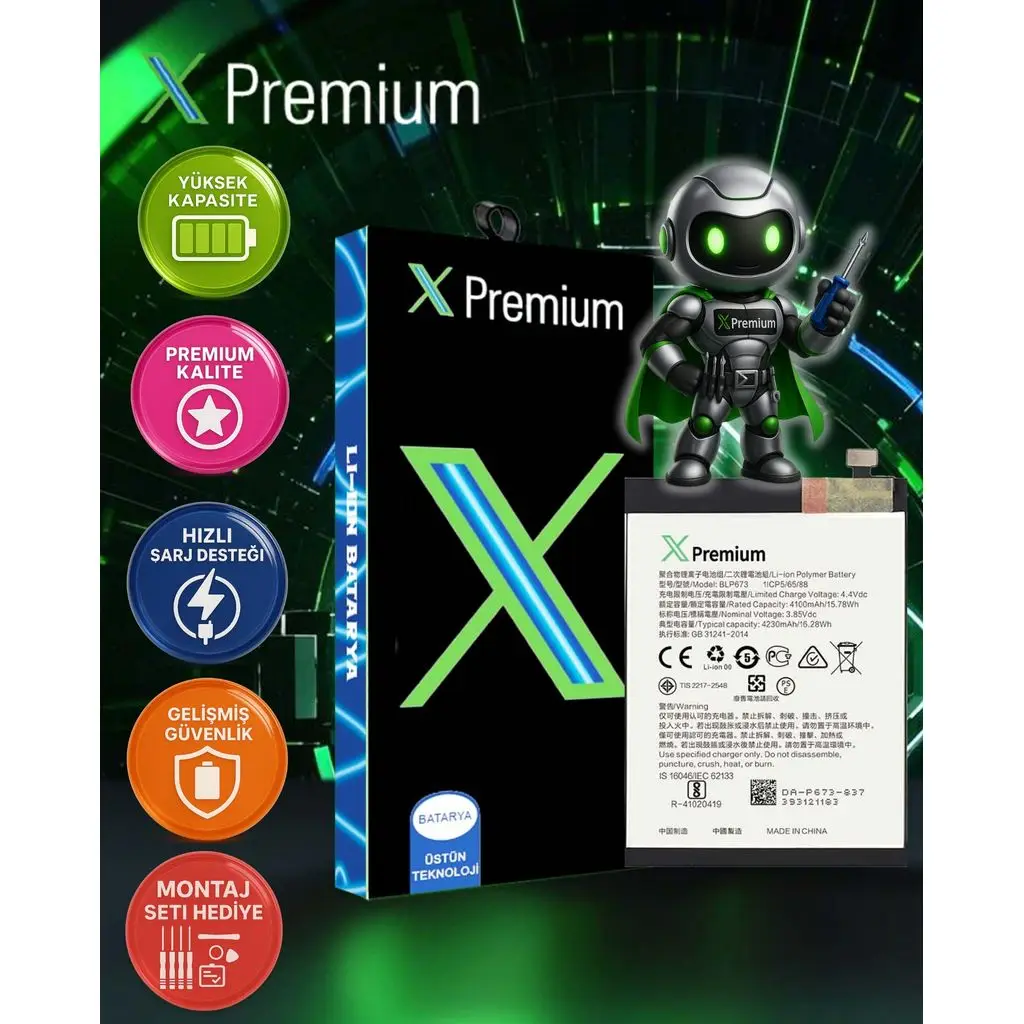​Xpremium Oppo A3S / A5 / A5s / Realme 2 / Realme C1 / A31 2020 / A11K BLP673 Batarya Pil – Süper Yüksek Kalite 4230 mAh