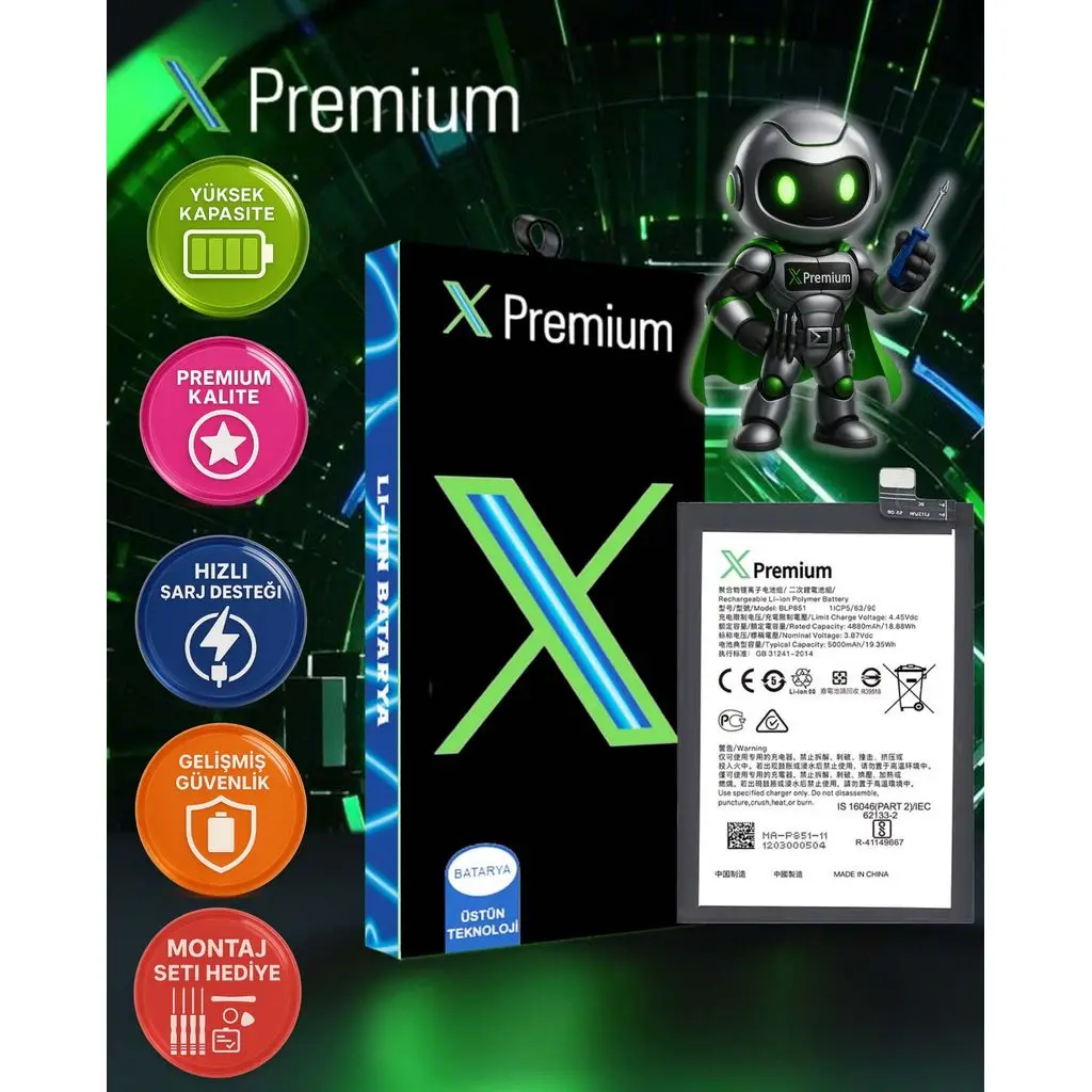 Xpremium Oppo A74 4G / A54 5G / A95 BLP851 Batarya Pil Süper Yüksek Kalite 5000 mAh
