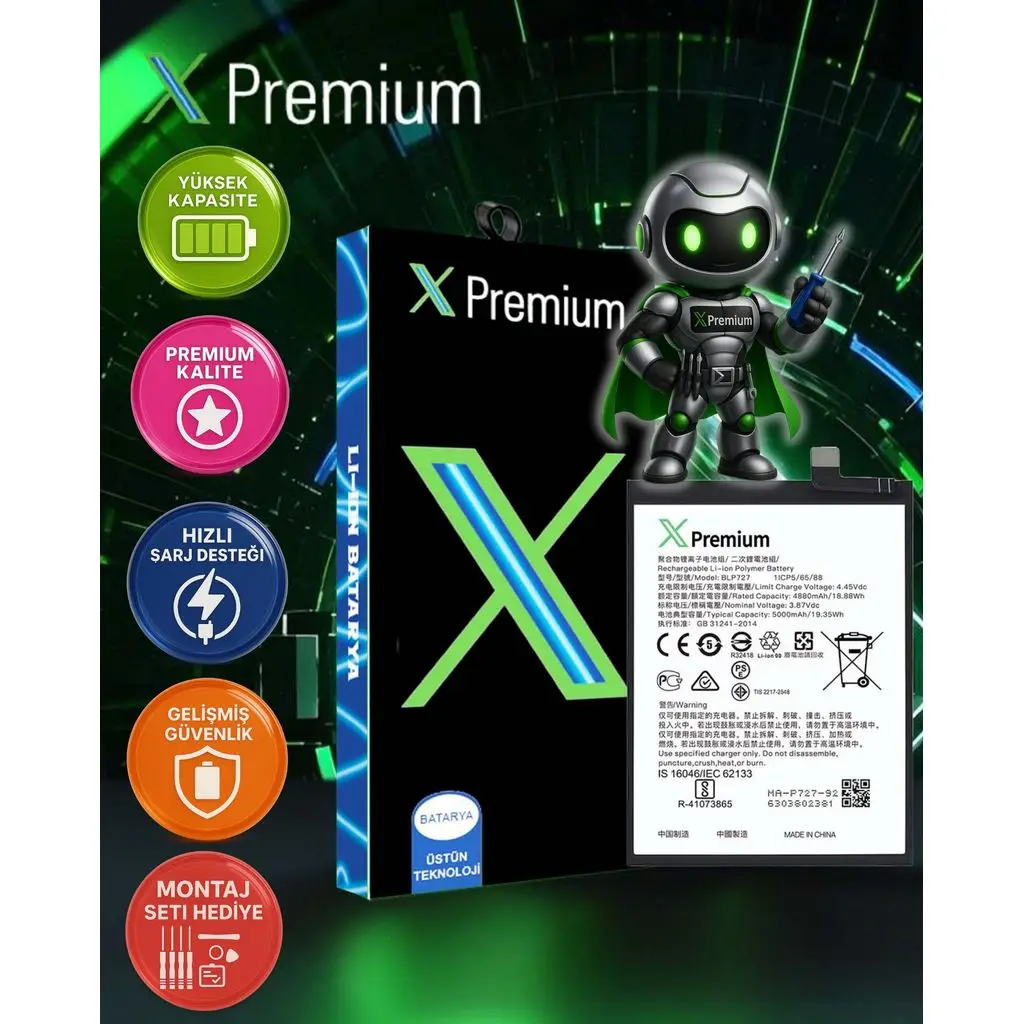 ​Xpremium Oppo Realme 5 / 5i / 5s / C55 Batarya Pil – Süper Yüksek Kalite 5000 mAh | BLP727