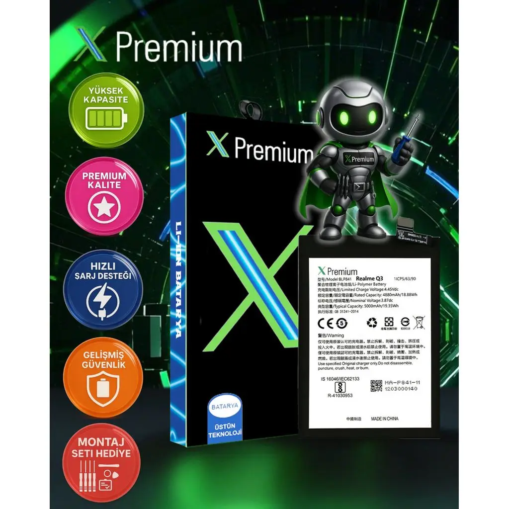 ​Xpremium Oppo Realme 8 Batarya Pil – Süper Yüksek Kalite 5000 mAh | BLP841