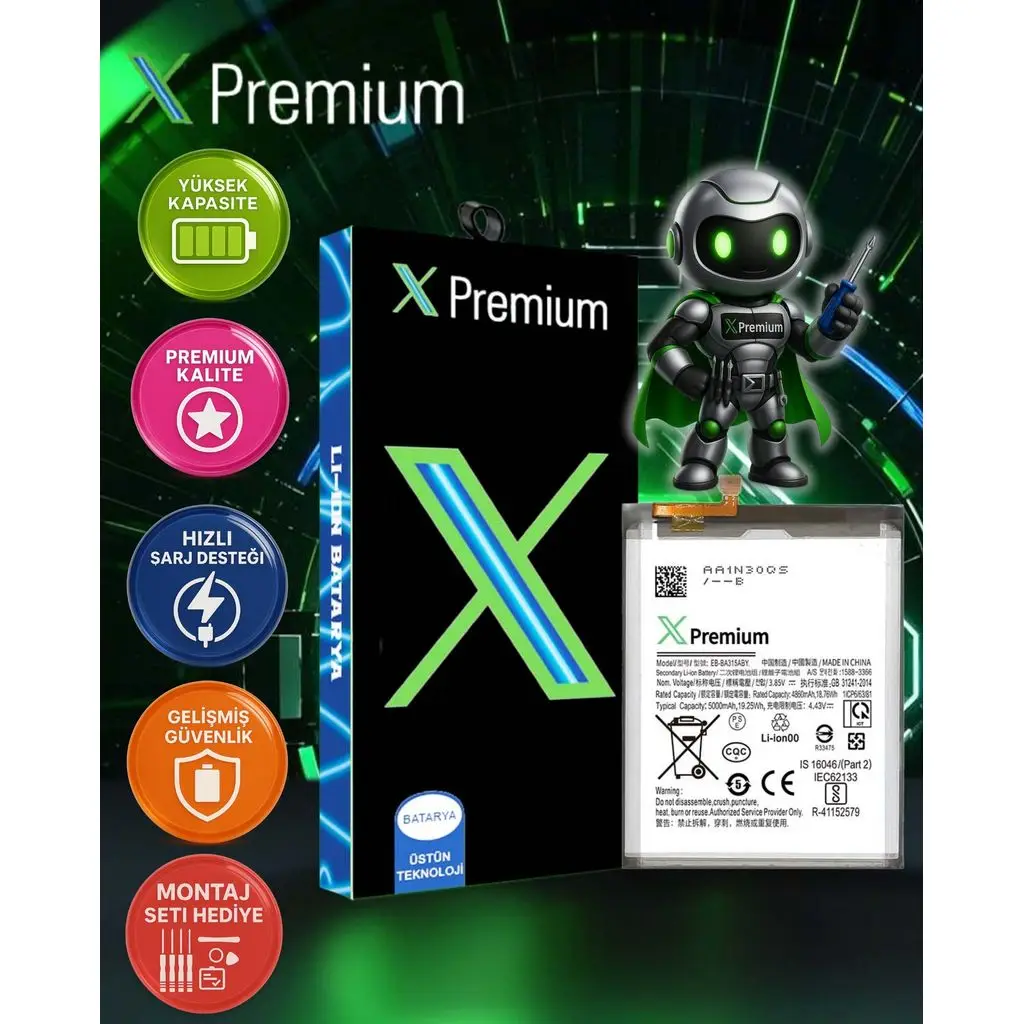 Xpremium Samsung A22 4G SM-A225 Batarya Pil Süper Yüksek Kalite 5000 mAh