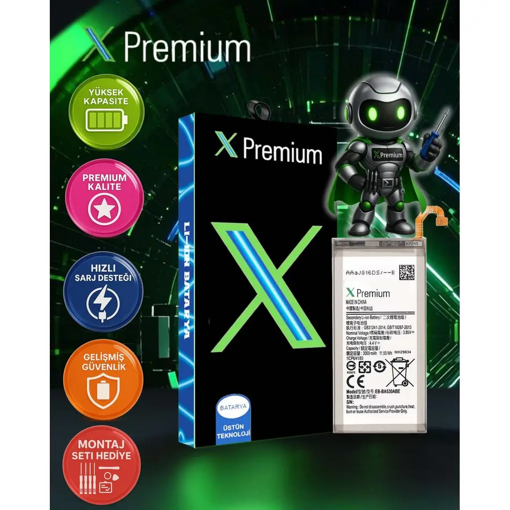 ​Xpremium Samsung A5 2018 SM-A530 Batarya Pil Süper Yüksek Kalite 3000 mAh
