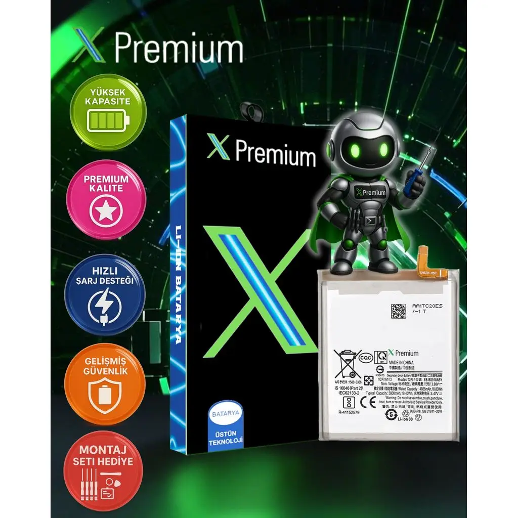 Xpremium Samsung Galaxy S23 Ultra SM‑S918 Batarya – 4855 mAh Süper Yüksek Kapasiteli Güçlendirilmiş Pil