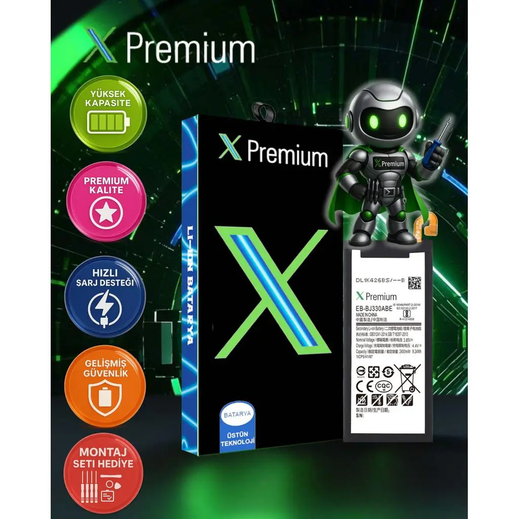 Xpremium Samsung J3 Pro 2017 SM-J330 Batarya Pil Süper Yüksek Kalite 2400 mAh