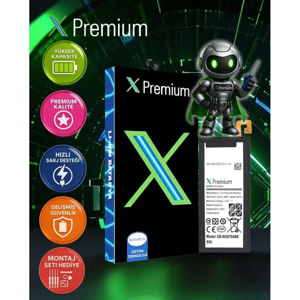 Xpremium Samsung J5 Prime SM-G570 Batarya Pil Süper Yüksek Kalite 2500 mAh