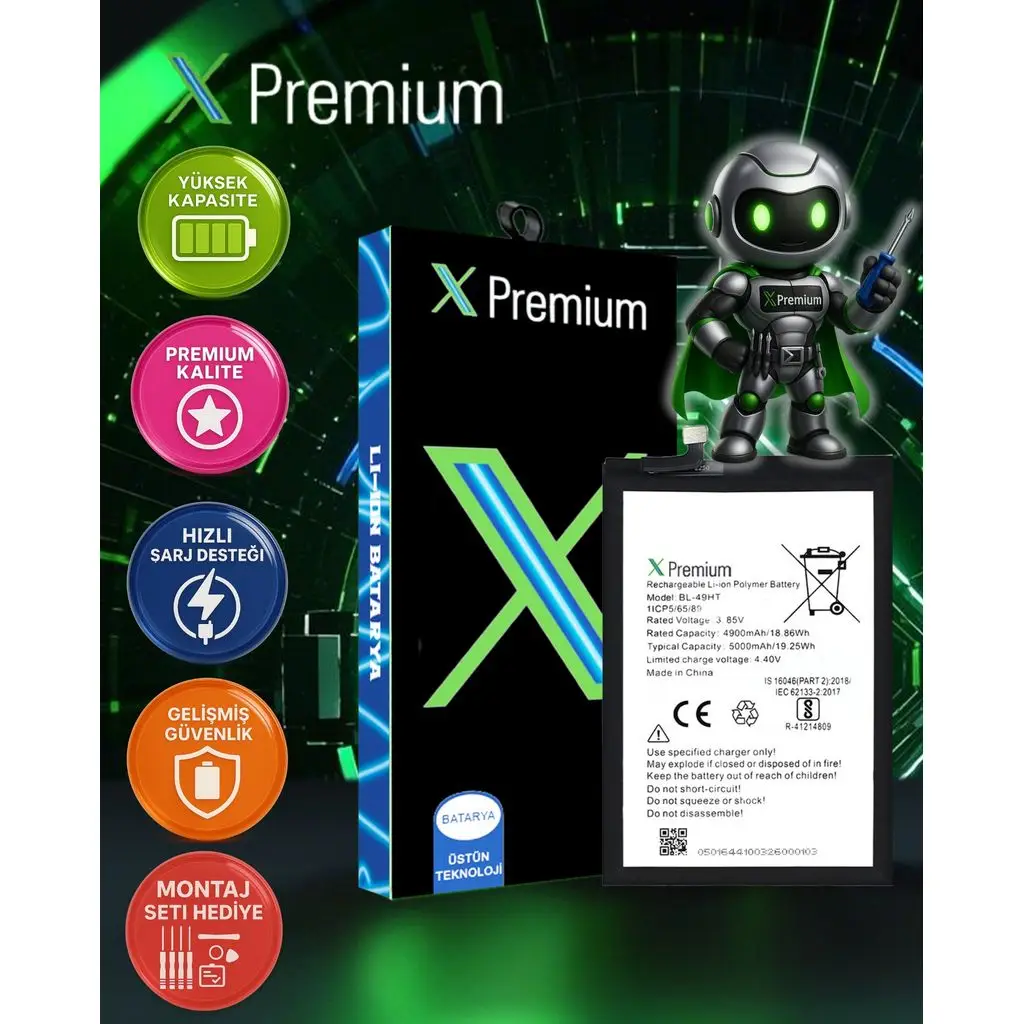 ​Xpremium Tecno Spark 6 / Camon 16 Batarya Pil Süper Yüksek Kalite 5000 mAh BL-49HT