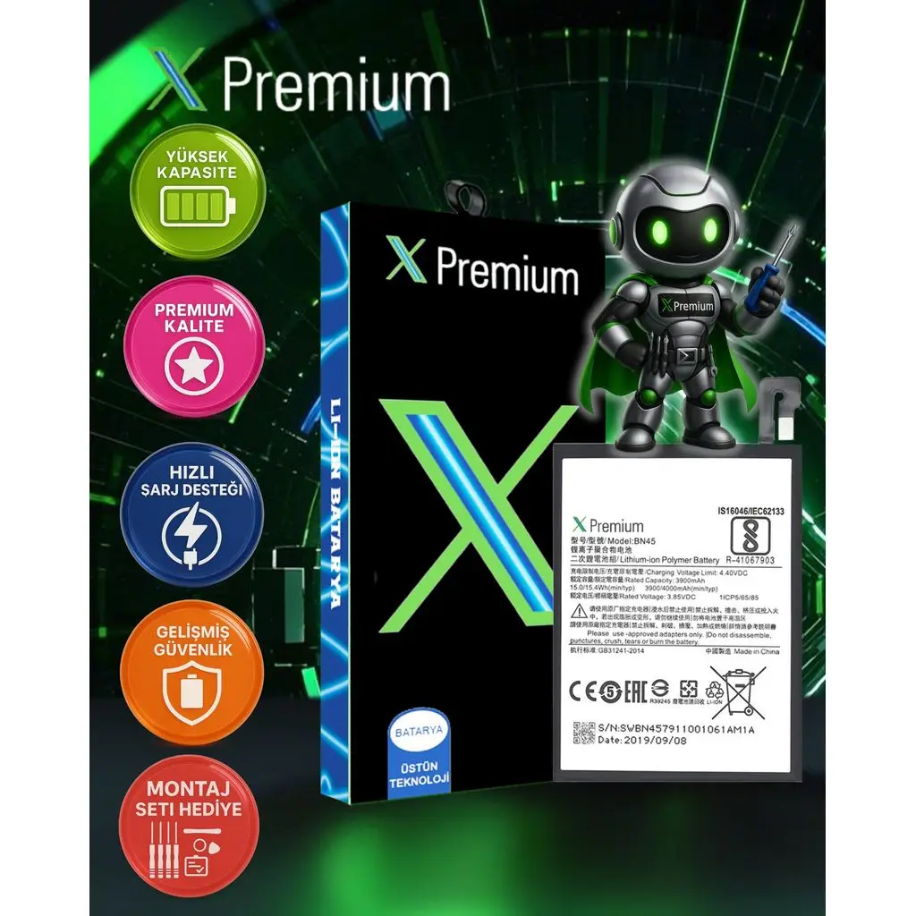 Xpremium Xiaomi BN45 Redmi Note 5 / Note 5 Pro Batarya Pil Süper Yüksek Kalite 4000 mAh
