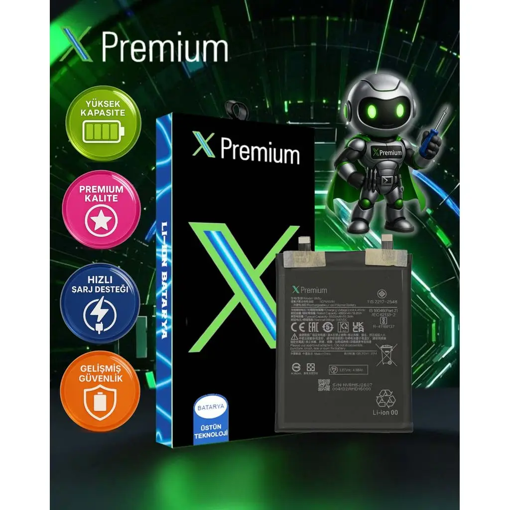 Xpremium Xiaomi Mi 12T (BM5J) Batarya – 5000 mAh Süper Yüksek Kapasiteli Güçlendirilmiş Pil