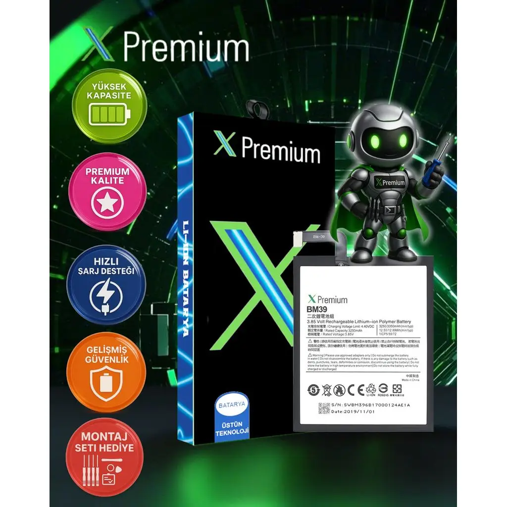 ​​Xpremium Xiaomi Mi 6 BM39 Batarya Pil – Süper Yüksek Kalite 3250 mAh
