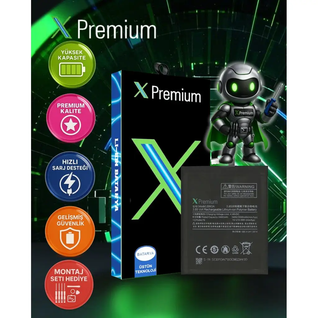 ​Xpremium Xiaomi Mi Note 3 BM3A Batarya Pil – Süper Yüksek Kalite 3400 mAh