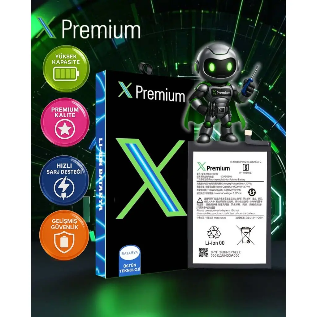 Xpremium Xiaomi Redmi 12 (BN5F) Batarya – 4900 mAh Süper Yüksek Kapasiteli Güçlendirilmiş Pil