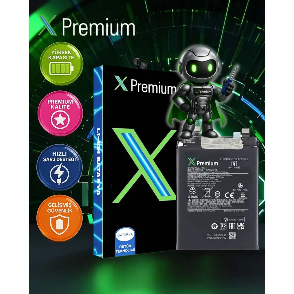 Xpremium Xiaomi Redmi 13 Pro Plus 5G (BM5U) Batarya – 5000 mAh Süper Yüksek Kapasiteli Güçlendirilmiş Pil
