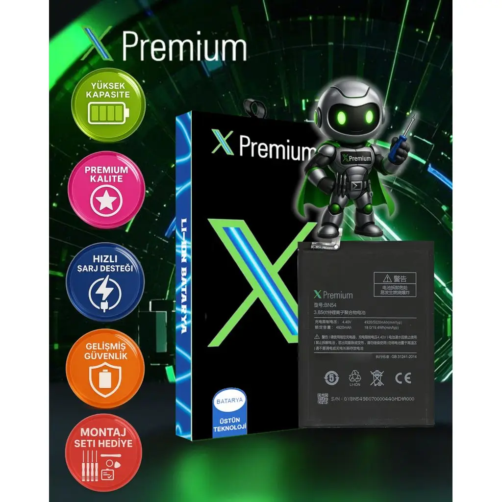 Xpremium Xiaomi Redmi 9 BN54 Batarya Pil Süper Yüksek Kalite 5020 mAh