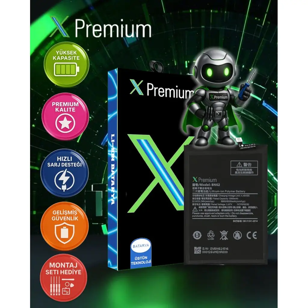 Xpremium Xiaomi Redmi 9T BN62 Batarya Pil Süper Yüksek Kalite 6000 mAh