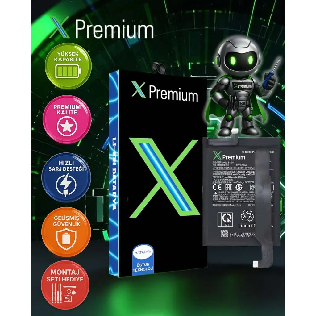 Xpremium Xiaomi Redmi K40 BM56 Batarya Pil Süper Yüksek Kalite 5065 mAh