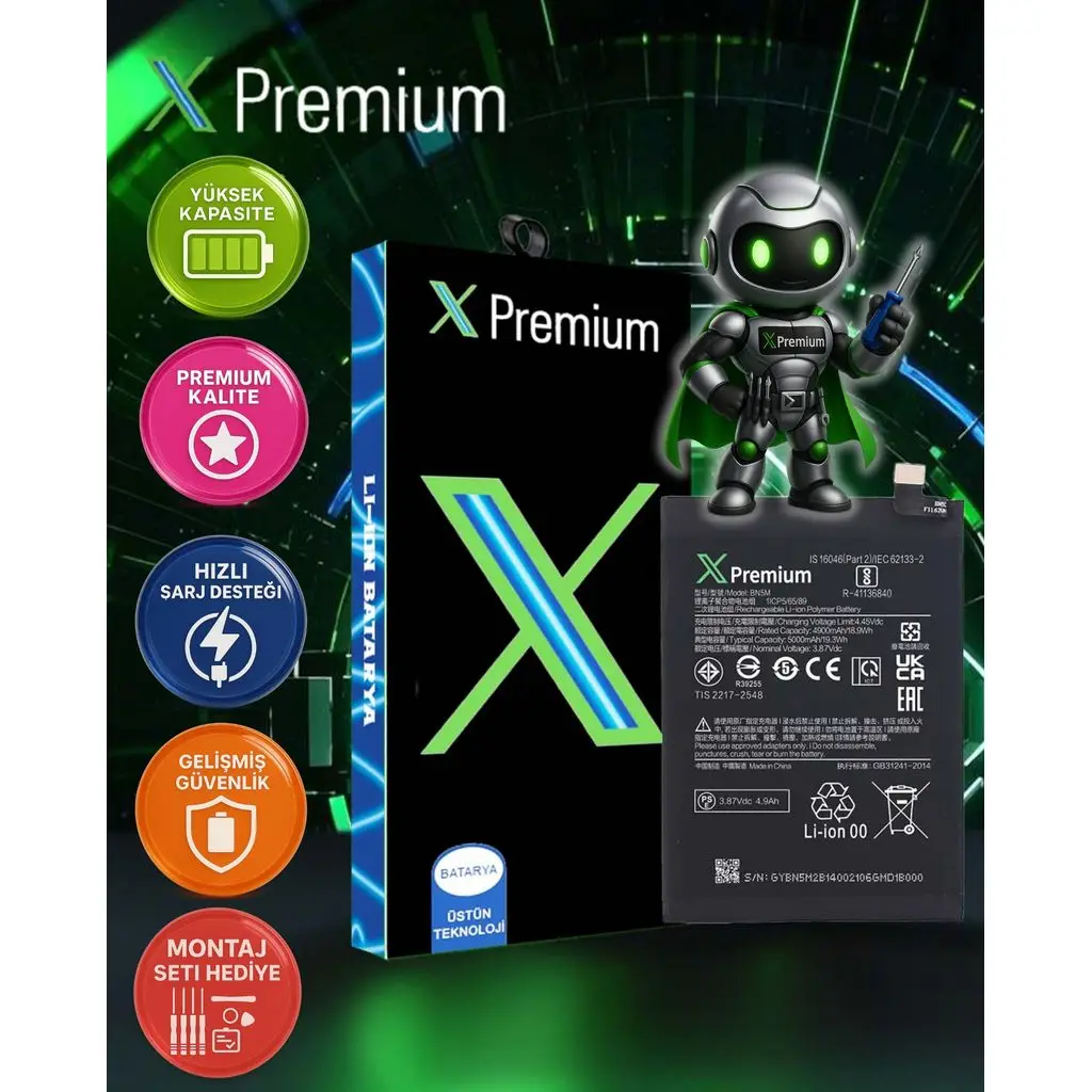 Xpremium Xiaomi Redmi Note 12 4G (BN5M) Batarya – 4900 mAh Süper Yüksek Kapasiteli Güçlendirilmiş Pil